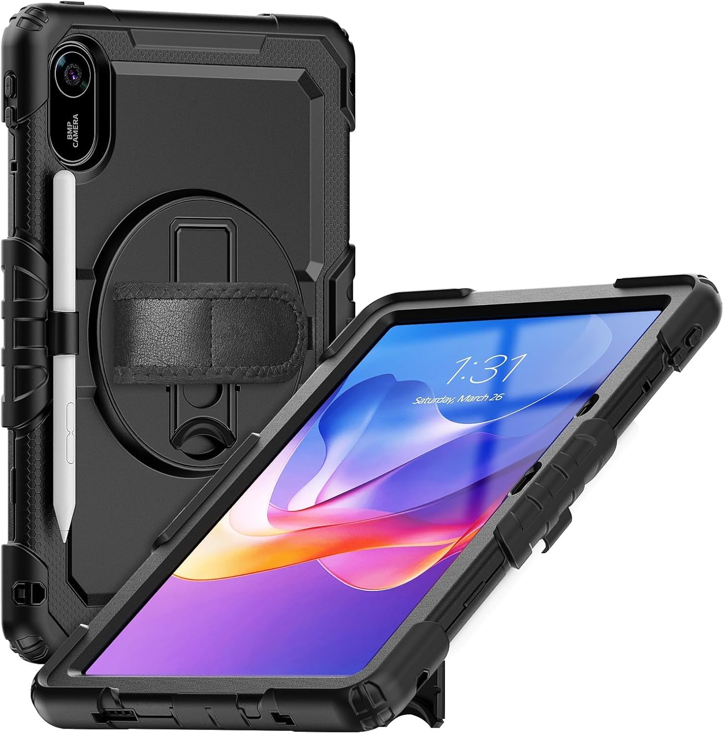 Gylint Case for Xiaomi Redmi Pad 2 11 Inch 2025, with Screen Protector, Hand Strap, Shoulder Strap, 360° Rotating Stand for Xiaomi Redmi Pad 2 11'' Black