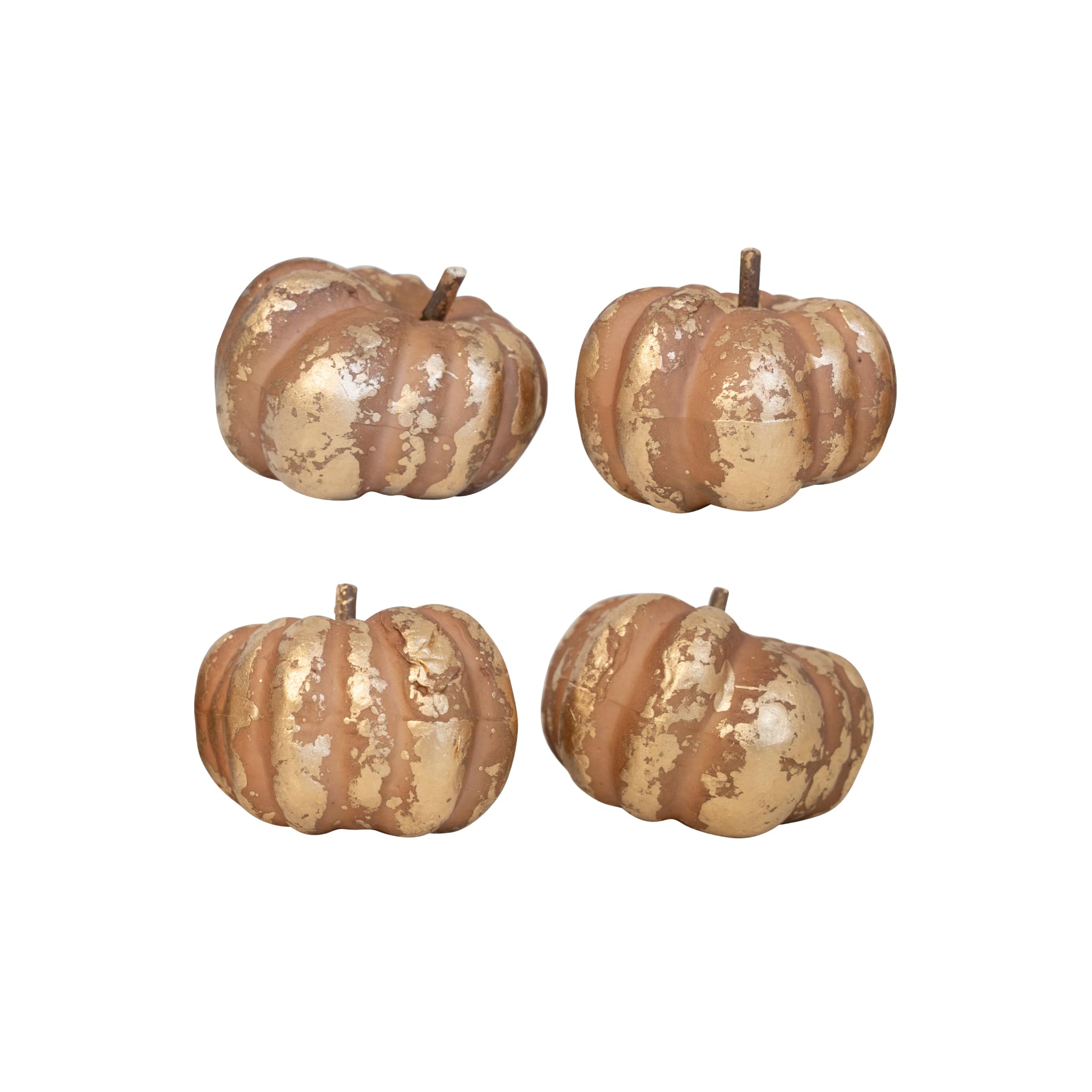 2 Zucca In Ceramica Per Decorazione Autunnale - Arancione, Verde E Marrone - Altezza 8,5 Cm - Logbuch-Verlag