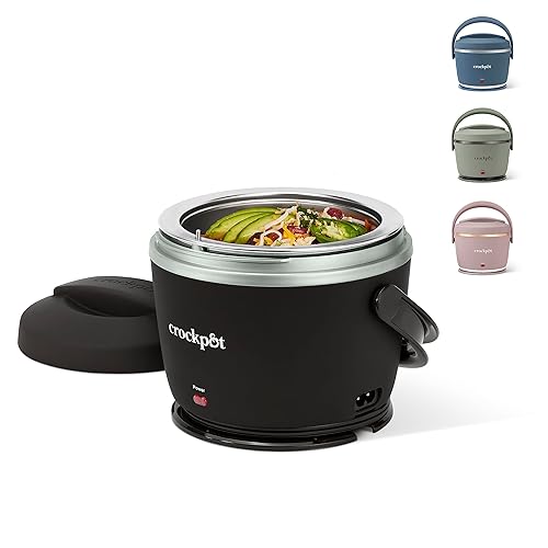 Crock-Pot Electric Lunch Box 20-Ounce Portable Food Warmer Black Licorice Perfect for Travel On-the-Go & Office Use | Stylish Spill-Free & Dishwasher-Safe | Ideal Men & Women's Gifts