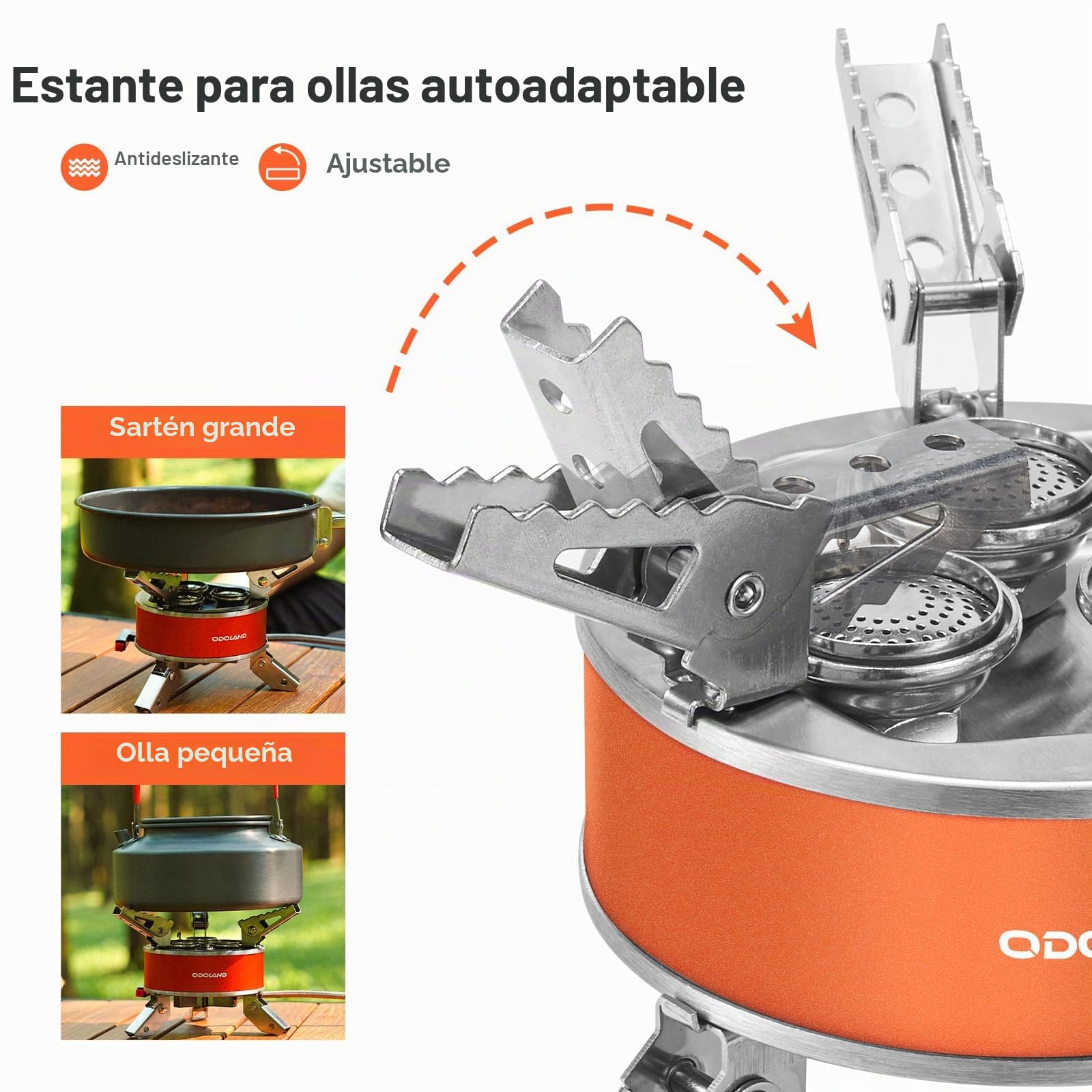 Odoland Estufa de camping de 4000 W, resistente al viento, ajustable, ligera, para mochileros, quemador de propano portátil con caja de EVA para acampar al aire libre