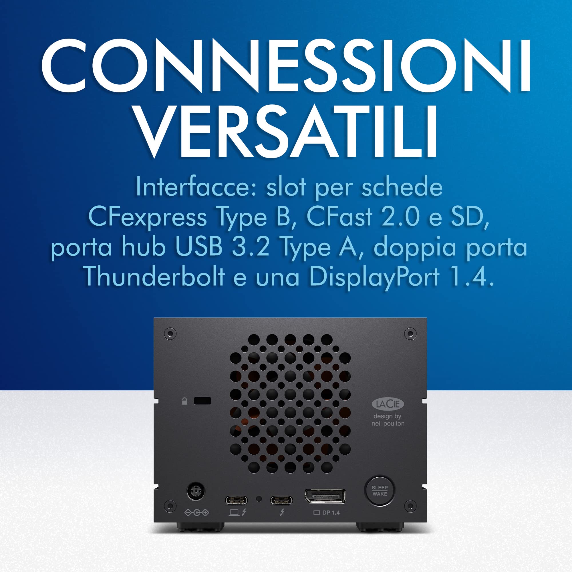 LaCie 2big Dock Thunderbolt 3 60TB Hard Disk Esterno, 3.5", Thunderbolt 3, RAID 1/2, USB-C + Card Reader, PC & Mac, Data Rescue Service (STLG60000400)