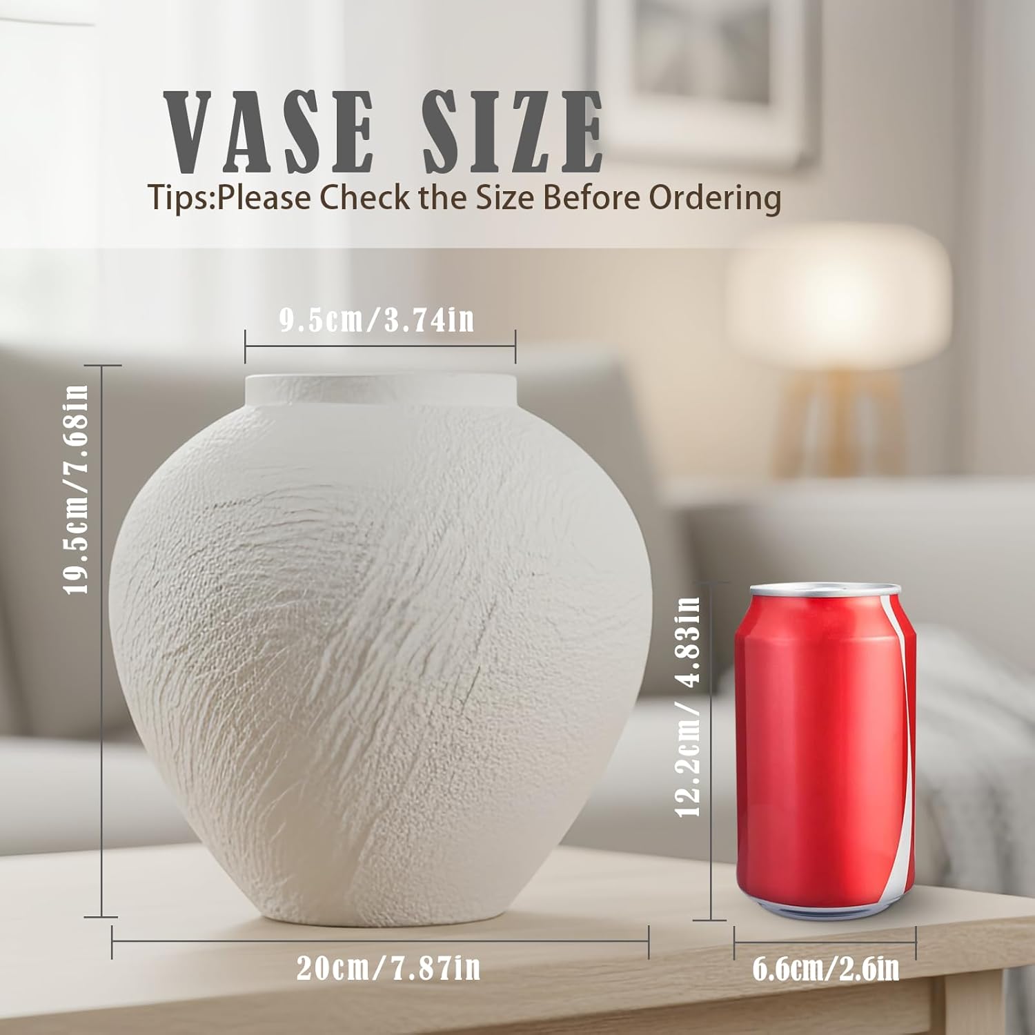 Vintage Ceramic Vase, Minimalist Texture Stone Patterned White Flower Vase, Decorative Vase for Living Room Shelf Farmhouse Dining Table Centerpiece Decor (White Texture 7.9'') - Image 2