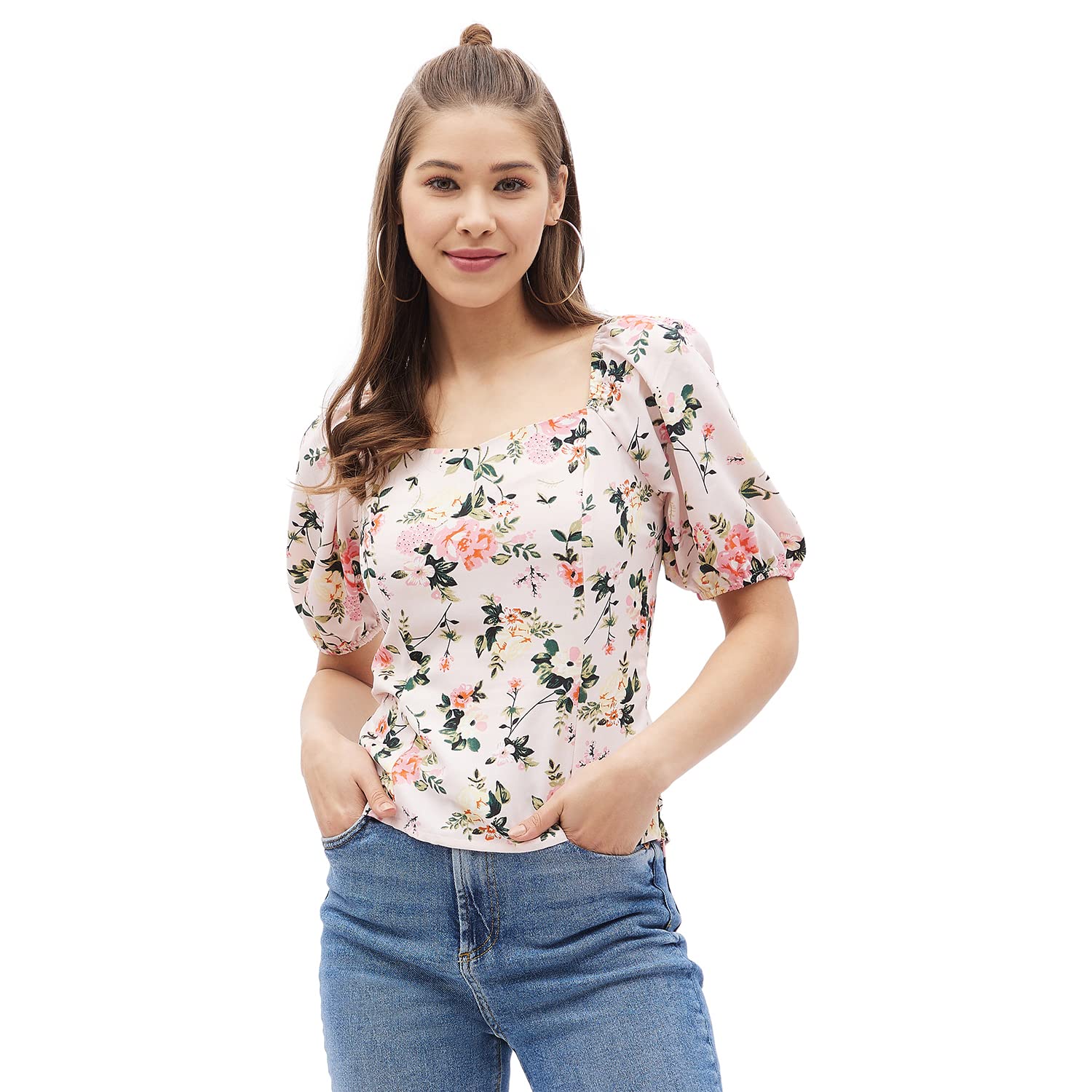 harpa Women's Polyester Floral Short Sleeve Regular Fit Blouse Pack of 1-picture-28