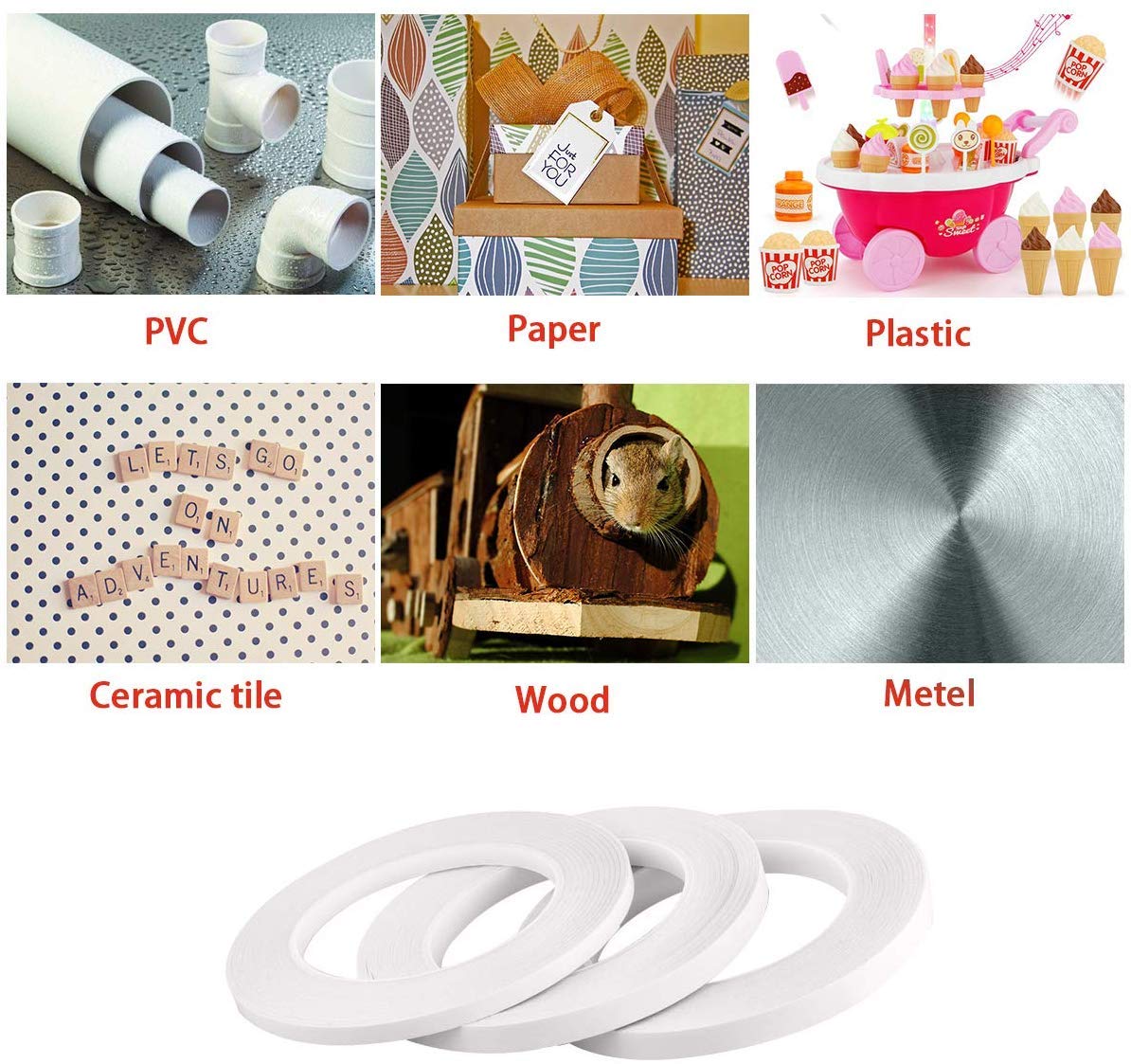 Best Cyber Monday 🔥 8 Rolls 1/4 Double-Sided Adhesive Sticky Tape 262 Yards for DIY Crafts, Gift Wrapping, Arts, Photos, Scrapbooking, Card Making, Invitation Cards