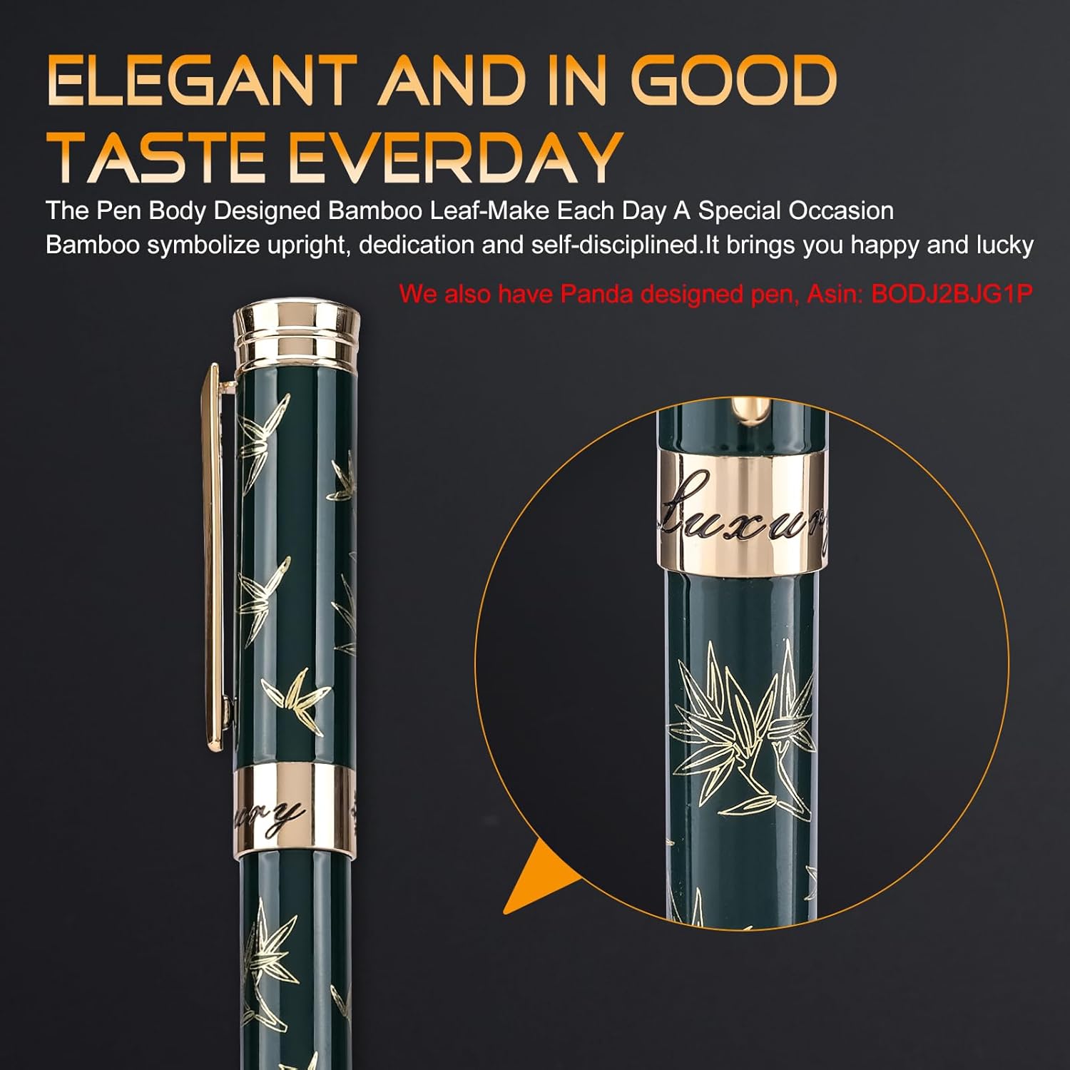 24K Gold Planting Rollerball Pens Smooth Writing Pen Set fro Men Women Fancy Green Roller Ball Pen Boss Colleagues Luxury Pens Gifts for Graduation Birthday Christmas - Image 7