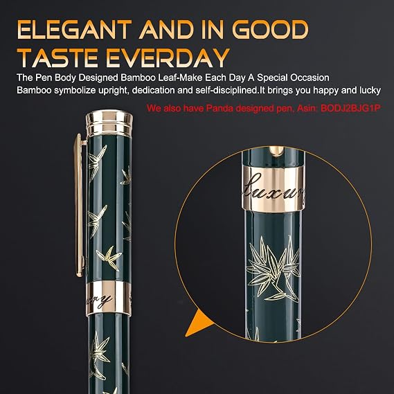 24K Gold Planting Rollerball Pens Smooth Writing Pen Set fro Men Women Fancy Green Roller Ball Pen Boss Colleagues Luxury Pens Gifts for Graduation Birthday Christmas