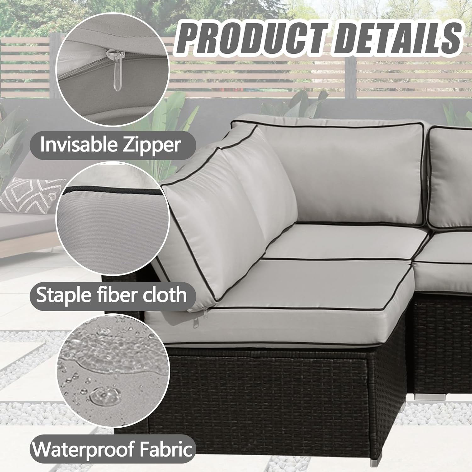 14 Pcs Patio Cushion Covers Replacement Outdoor Couch Cushions Covers Splashproof Sofa Slipcovers Set with Zippers,Patio Furniture Protector, Couch 3 Sizes, Covers Only (Light Gray)