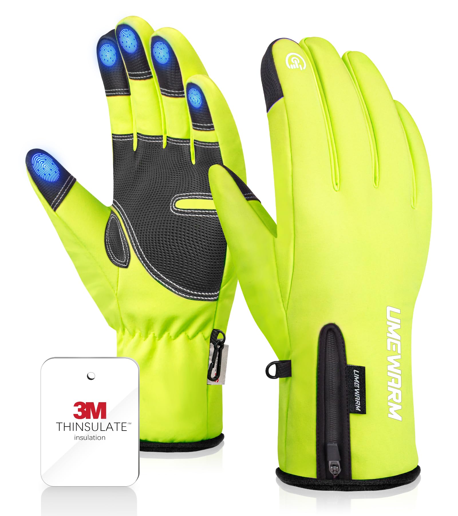 UMEWARM -10℉ Waterproof Winter Gloves Men, Touchscreen Fingers Snow Ski Gloves Women, 5-Layer Touch Screen Cold Weather Gloves