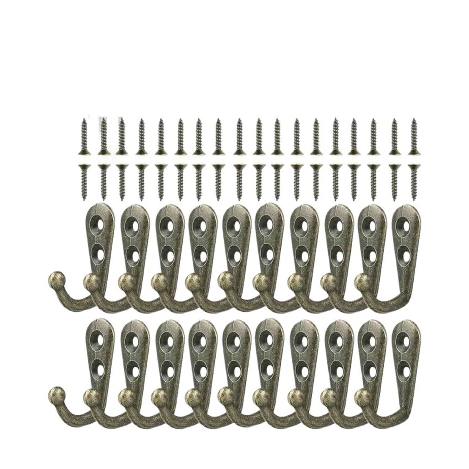 Yusuzh One Color 20Pcs Double Hole Coat Hook 44 * 30Mm Zinc Alloy Vintage Bronze Wall Robe Hat Holder Key Hanger With Screws For Mudroom,Closet