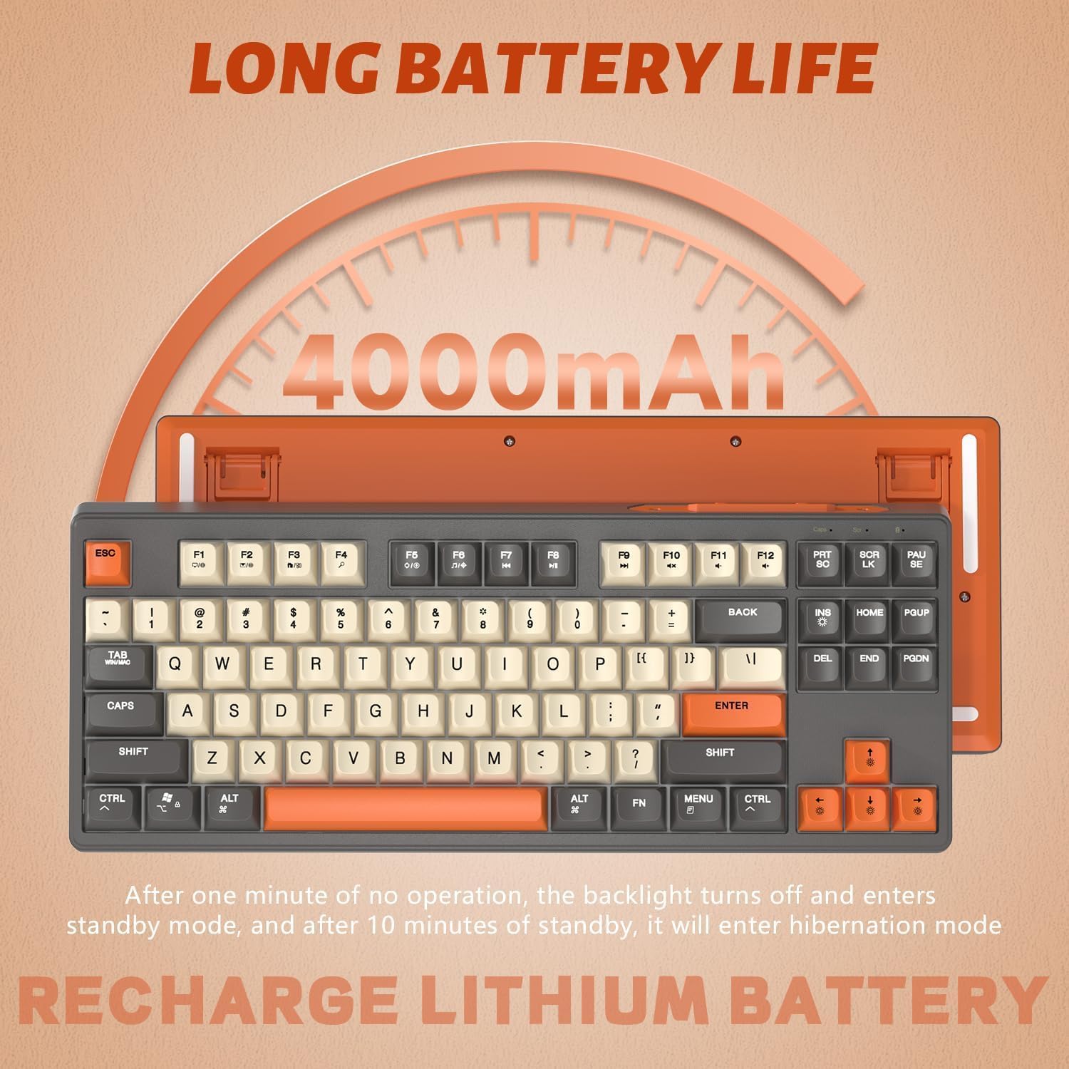 FELICON Ziyou Lang M87 TKL Wireless Keyboard, Dual Mode Bluetooth/2.4Ghz, Rainbow Backlit, PBT Round Keycaps, 4000mAh Rechargeable Mute Membrane Keyboard for Mac/Win/Office, Twilight