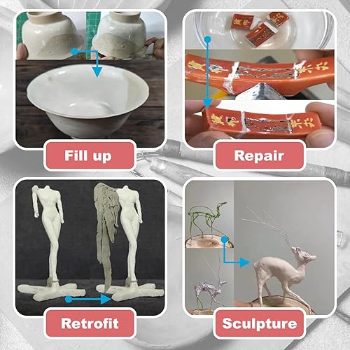 Miniatura 5 de Arcilla epoxi blanca para esculpir, arcilla de esculpir epoxi autoendurecible de 2 libras para esculpir, compuesto de modelado de 2 partes (A y B),