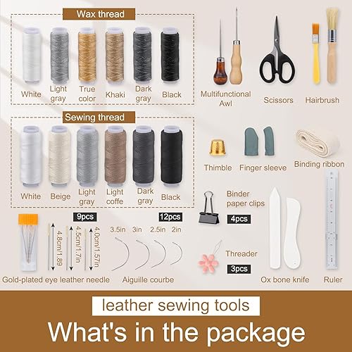 Miniatura 2 de 55 kits de encuadernación de mano, herramientas de encuadernación para principiantes, suministros completos de encuadernación con puntones, aguja de