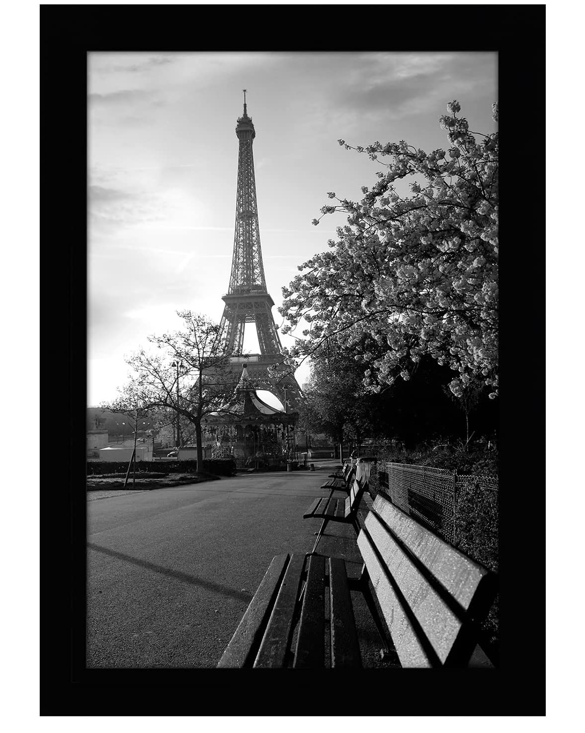 Americanflat 8x12 Picture Frame in Black - Composite Wood with Shatter Resistant Glass - Movable Sawtooth Hanger for Horizontal and Vertical Display- Wall and Tabletop Easel