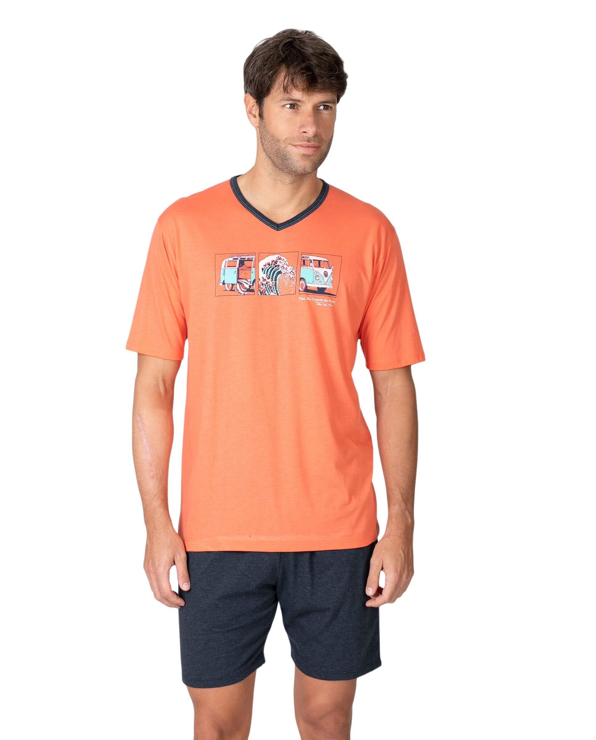 MASSANA Pijama Corto de Hombre, Algodón y Modal, Manga Corta, Transpirable, Verano, 2 Piezas