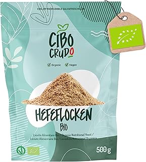 Hefeflocken Bio Vegan - 500g. Nährhefe Bio Trocken. Von Natur aus Glutenfrei Laktosefrei und Backtriebmittel. Alternative für Bierhefe und Käse. Nutritional Yeast Organic Flakes.