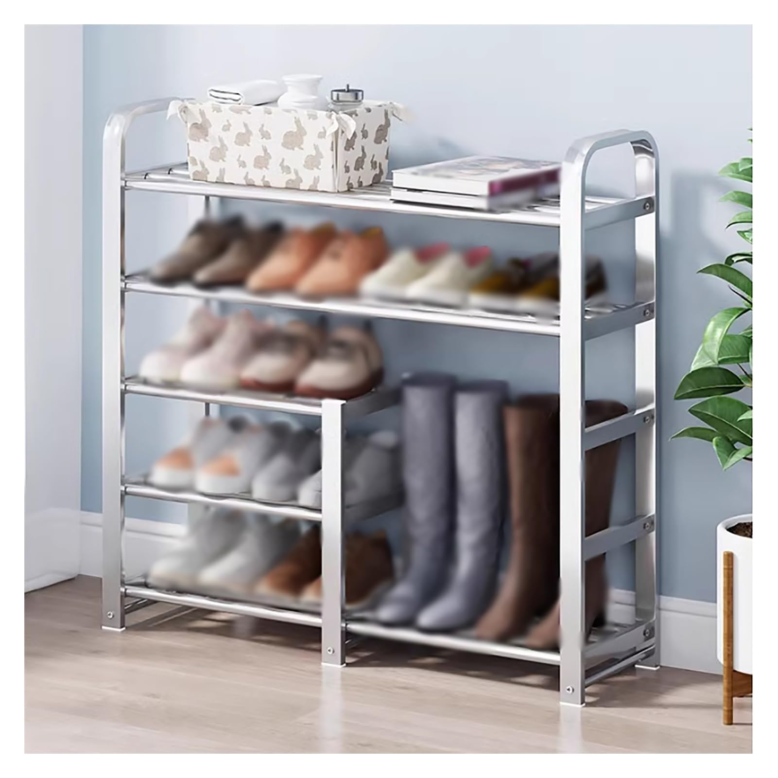 Étagère à chaussures gain de temps avec main courante anti-chute pour entrée