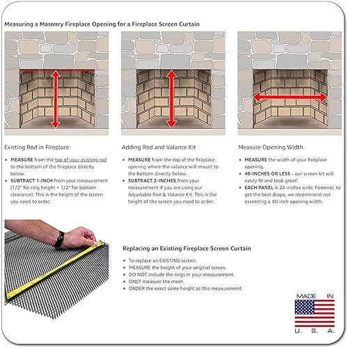 Miniatura 2 de Cortina de malla para chimenea de Midwest Hearth. 2 paneles de 24 pulgadas de ancho. Incluye tiradores de malla. Hecho en Estados Unidos