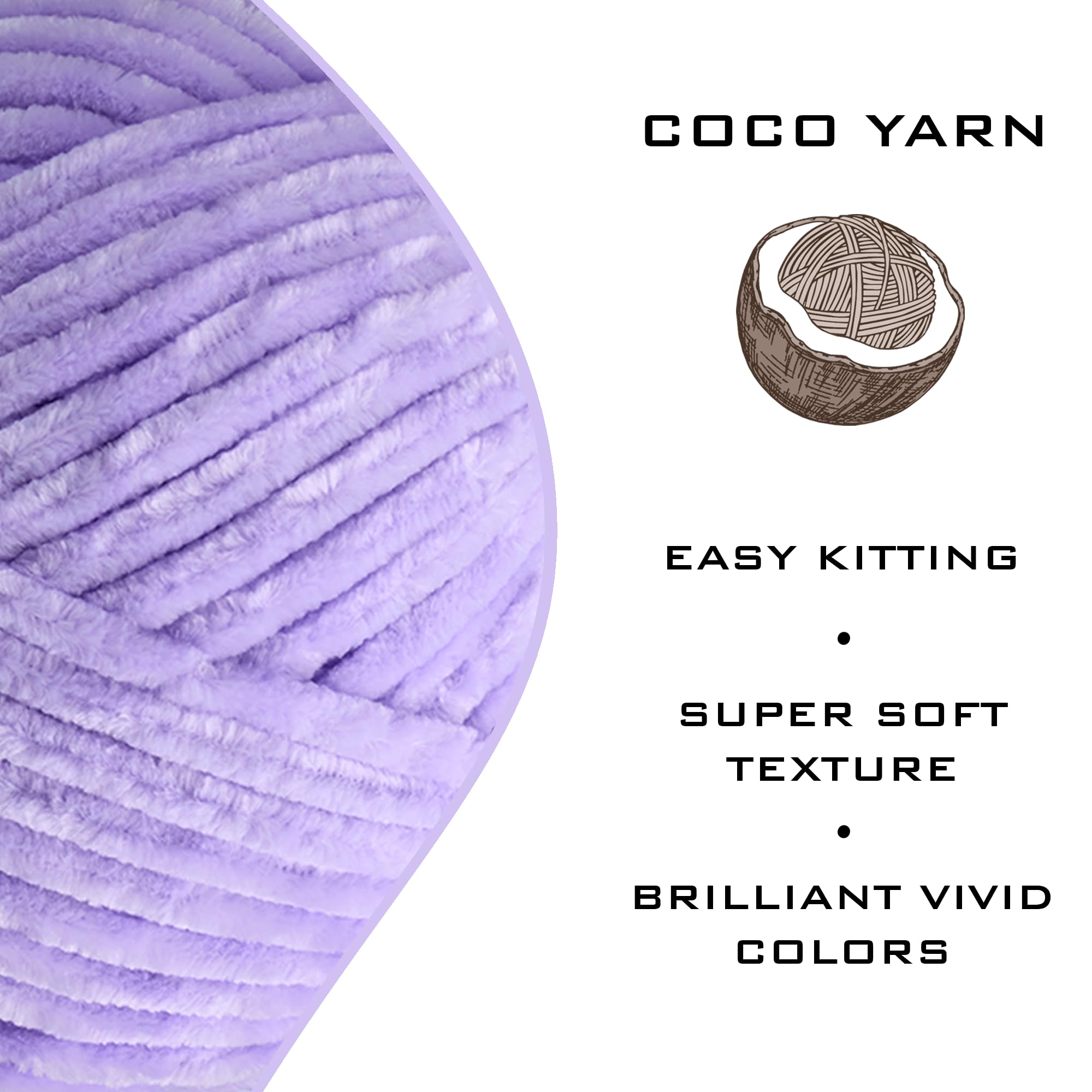 Velvet Yarn for Crocheting – CocoYarn - Chenille Chunky Yarn for Hand Knitting, Fluffy Soft Plush Amigurum Bulky Baby Blanket Yarn for Crochet 100g -131yds (3, Lilac-05)