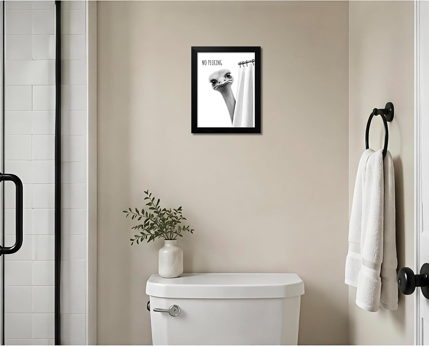 Cawpom Ostrich Wall Art Funny Bathroom Animal Canvas Prints(8x10 Inch) image 4