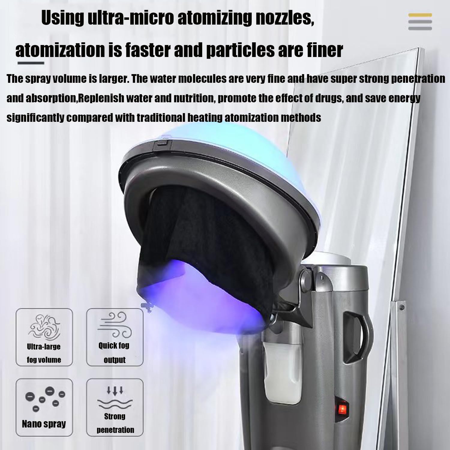 Macchina per Permanente Professionale per Asciugatura Micro-Nebbia per Parrucchieri, Vaporizzatore per Spa per La Cura dei Capelli Micro-Nebbia per Parrucchieri Gray