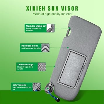 Left Driver Side Sun Visor for Honda CRV 2017 2018 2019 2020 2021 2022 Replace 83280-TLY-H11ZB with Vanity Light/with Makeup Mirror (Grey)