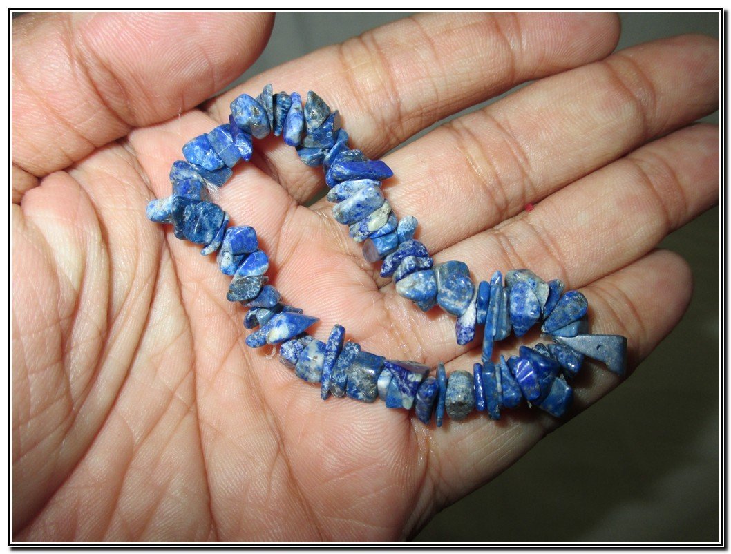 Jet Lapis Lazuli Chips Stretch Bracelet Single Line Chakra Natural Genuine Feel Better