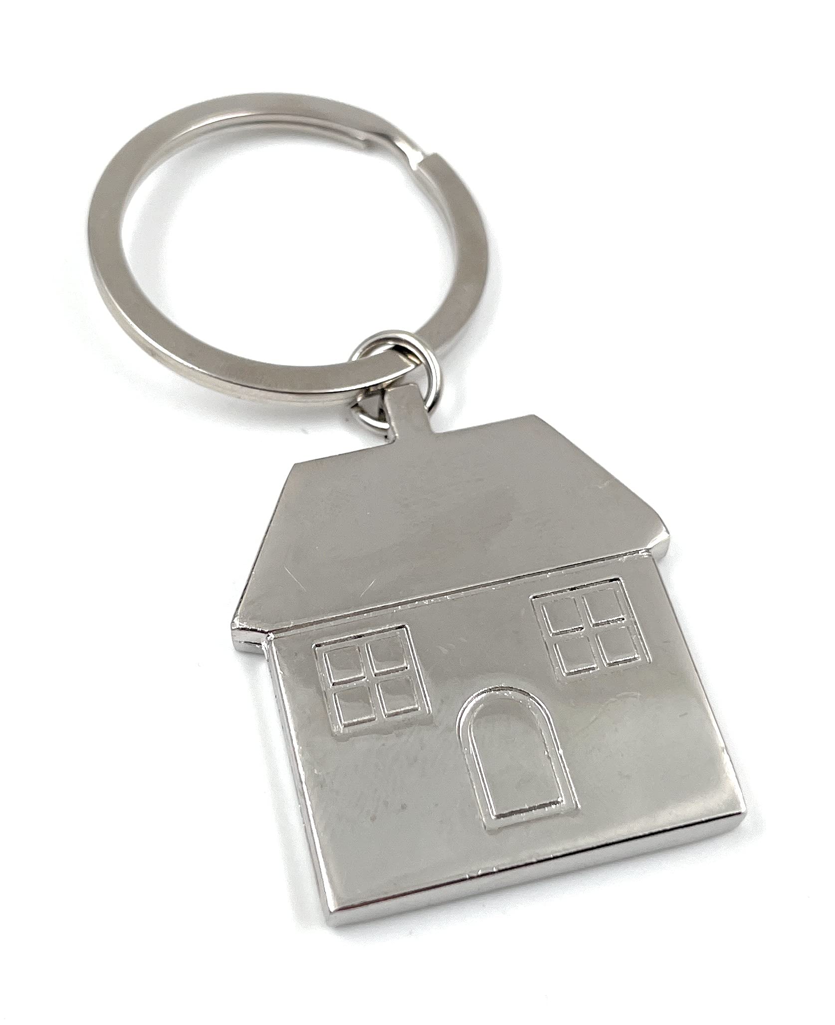 Onwomania House with Window Home Keyring Keychain Silver Metal
