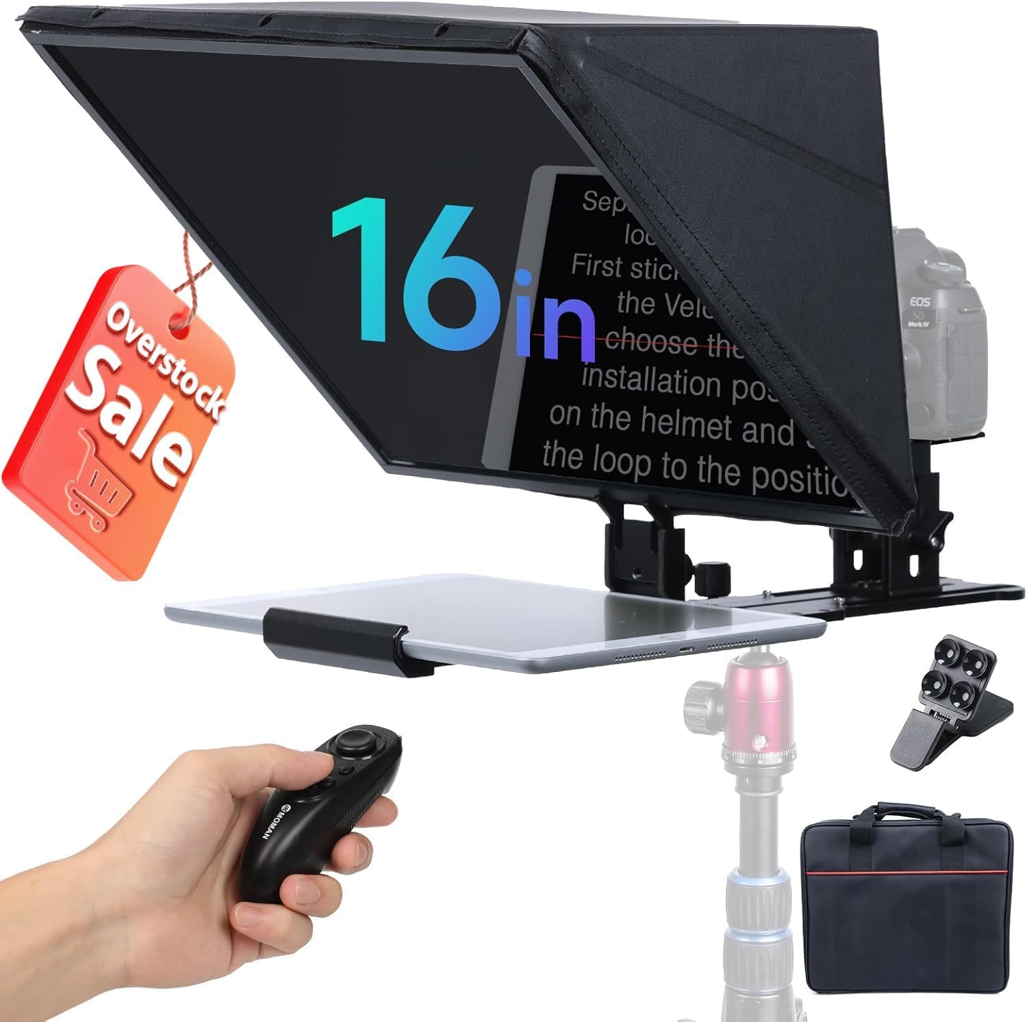 Moman MT16 Prompteur téléprompteur 16" compatible avec iPad/tablette/smartphone avec application et enregistrement à distance des appareils photo reflex numériques/caméras vidéo, prompteur vidéo
