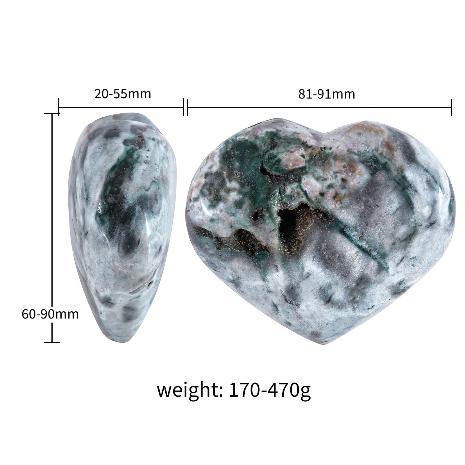 dssmboom Natural Ocean Agate Crystal Heart Worry Stone for Valentine's Day - Image 2