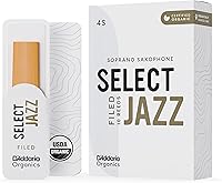 Vista 20 de D'Addario Organic Select Jazz Filed - Cañas de saxofón soprano – Cañas de saxofón – Selladas individualmente – 2 medianas, paquete de 5