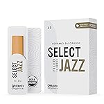 D'Addario Organic Select Jazz Filed Soprano Reeds for Saxophone - Sax Reeds - The First and Only Eco-Friendly Reed - 4 Soft, 5 Pack