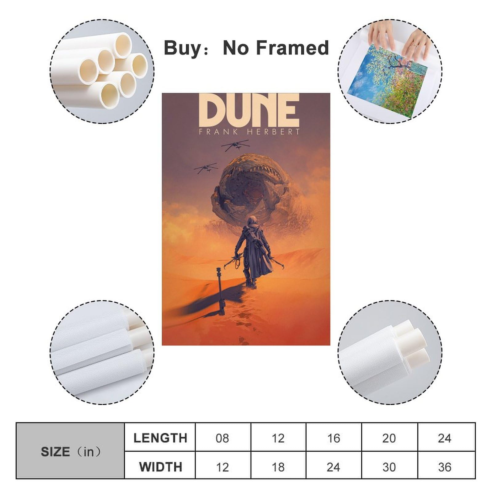 BYJC Dune Cover Artwork Poster Wall Art Print Retro Aesthetic Room