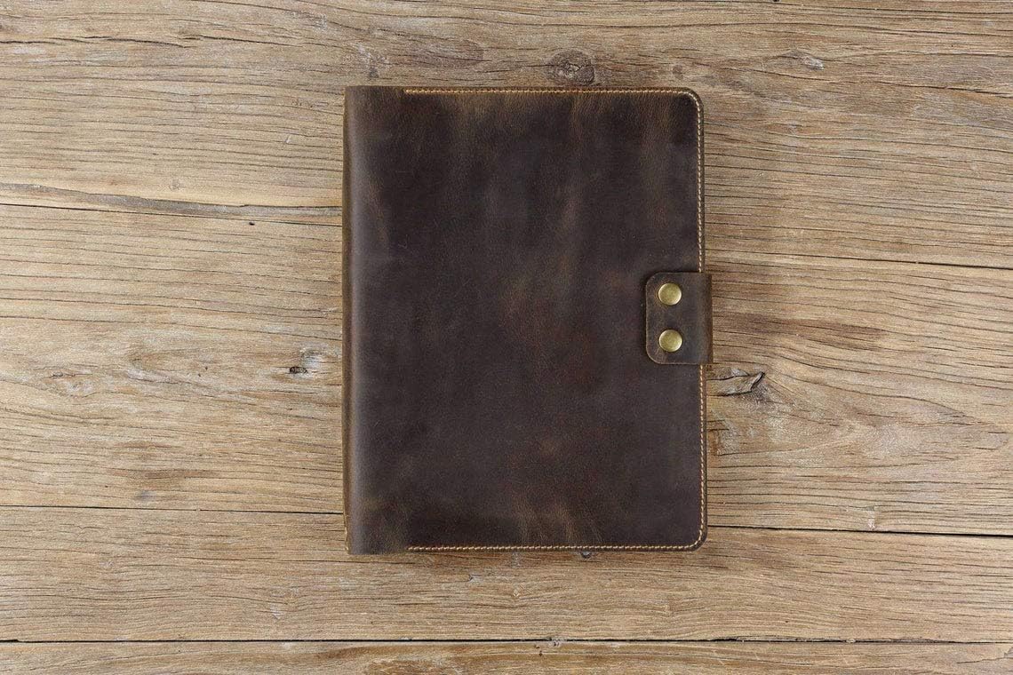 Vintage A4 leather portfolio case binder 4 ring, personalized A4 organiser folder with pockets, A4 leather business padfolio - NA405BC