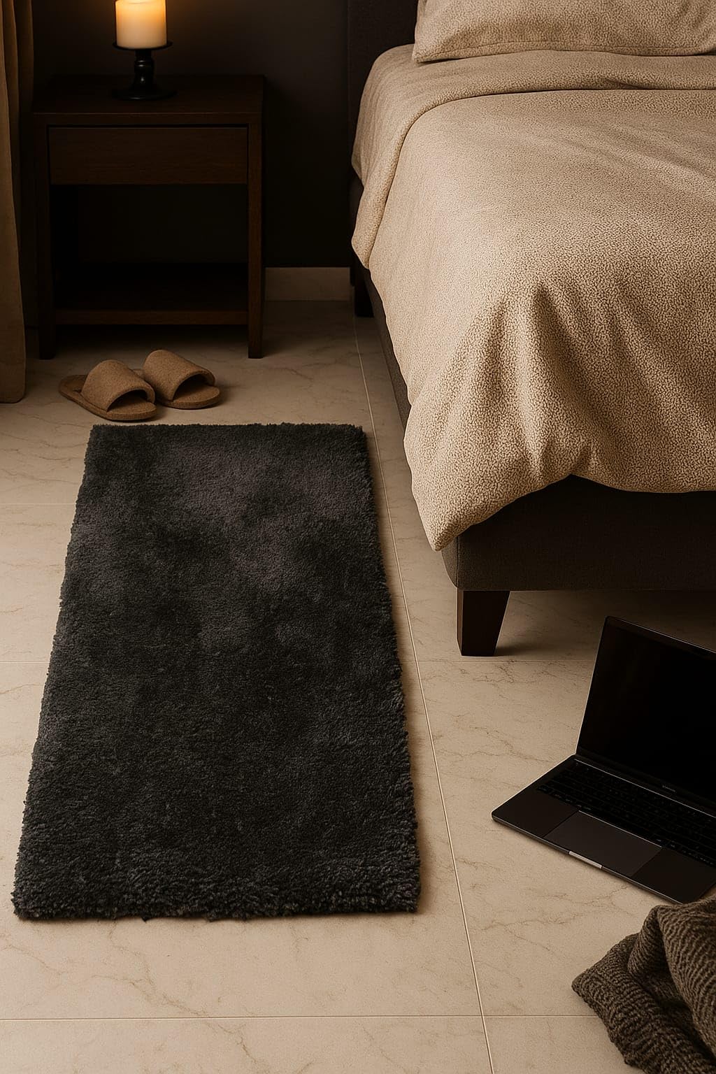 Shardha Home Furnishing Fluffy Runner Rugs, Super Soft Shaggy Carpet Fuzzy Long Fur Rug for Bedroom Living Room Dorm, Plush Kids Playroom Baby Girls Nursery Decor Mats (Grey, Small)-image-26