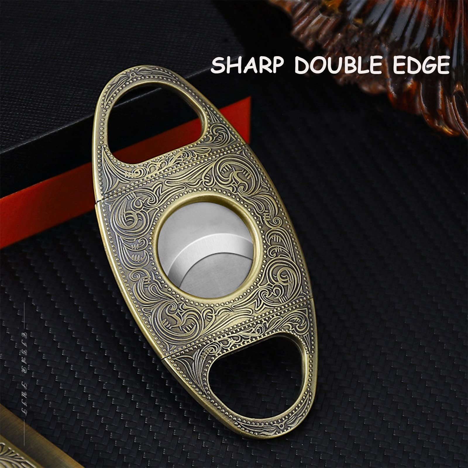 Juego de Encendedor de Cigarros a Prueba de Viento, Encendedor de Gas Butano en Relieve, Juego de Accesorios de Perforación de Cigarros de Metal Portátil para Caja de Regalo