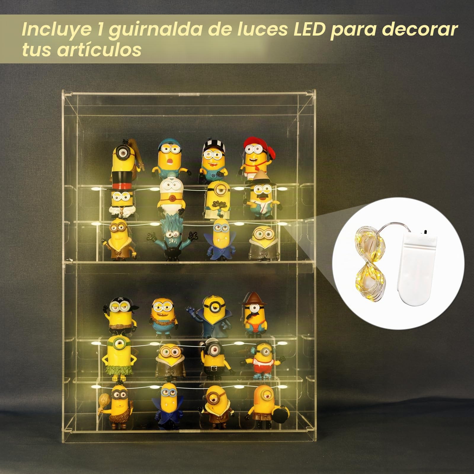 Vitrina para colección, 2 Pisos Escaparate Figura con Puerta y Estante, escaparate acrílico Transparente Caja acrílica para presentación de Figuras, Funko Pop, 30,5x17,5x42,5cm
