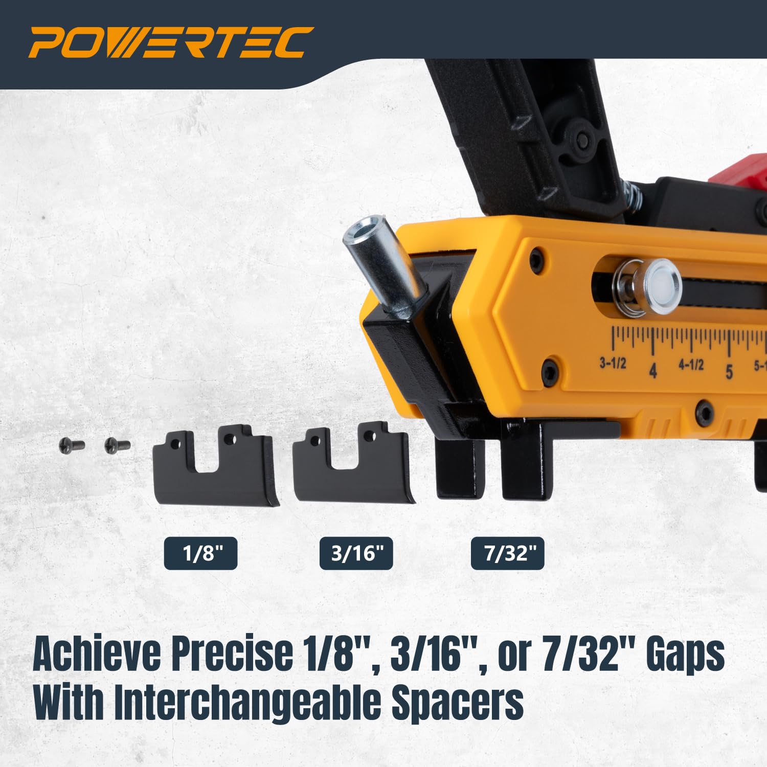 POWERTEC Gabarit de vis de terrasse avec 3 options d'espacement des planches et embout Torx T15, outil de fixation cachée pour terrasse en bois et composite (72184)
