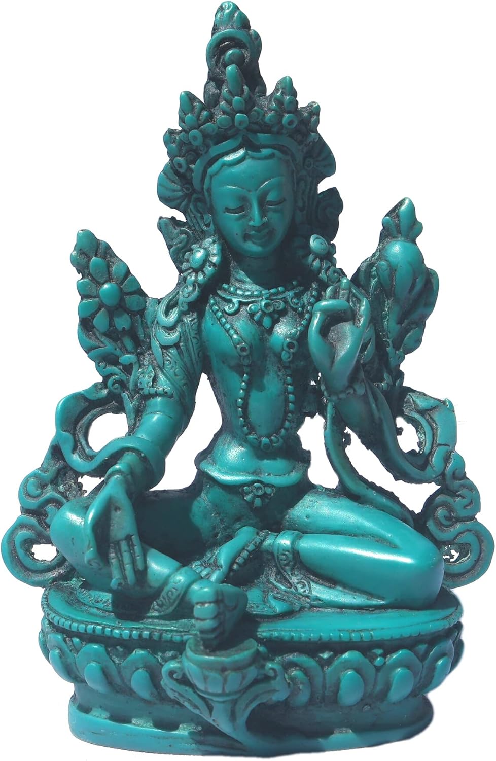 Mytibetshop Small Green Tara Statue for Home, Handcrafted in Nepal by Himalayan Artisan