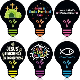 Eaasty 144 Pcs 4.6 x 3.2'' Vacation Bible School Memory Tags | Light Bulb Tags Double-sided Printed for Jesus Back to School Church Activity Supplies