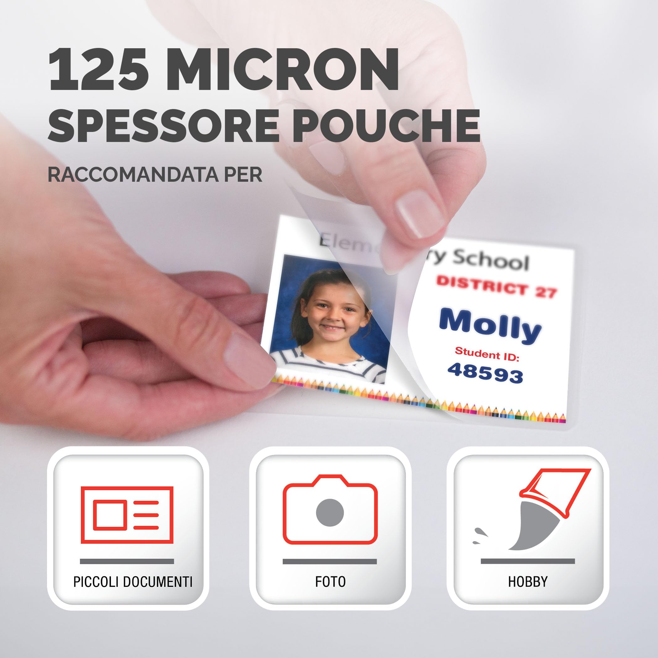 Fellowes Pouches per plastificazione 65x95mm 250 micron 100 pezzi lucida
