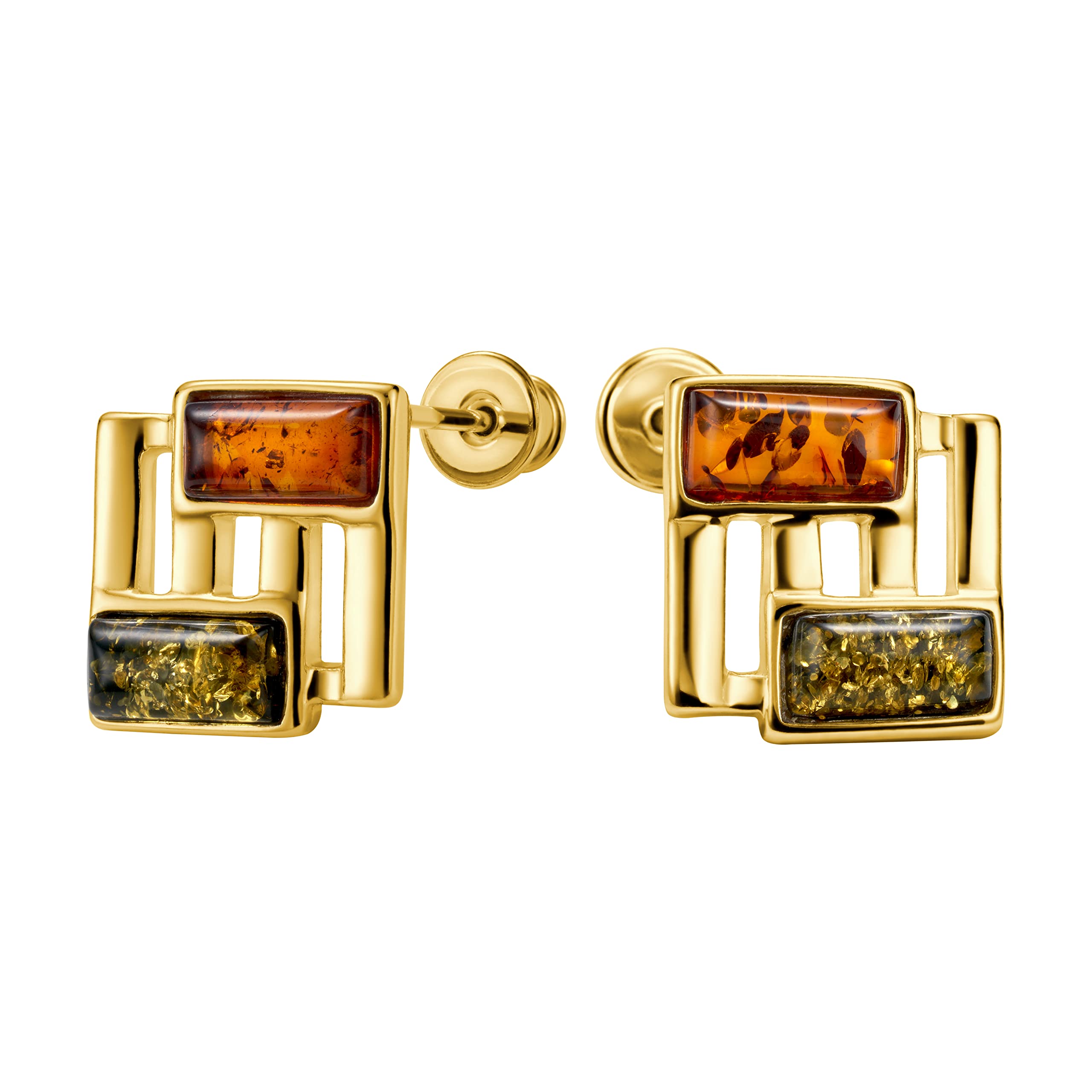 Orecchini 18K Oro Vermiglio Argento Sterling Gem Silica Crisocolla