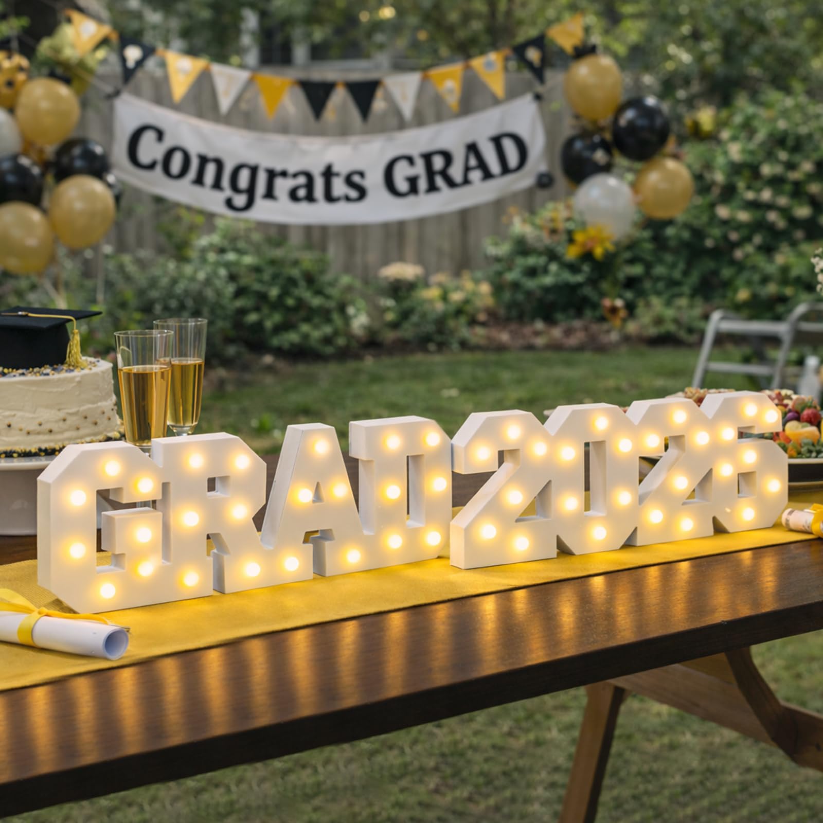 2026 Graduation Decorations- Light Up Letters "GRAD 2026" Class of 2026 Graduation Party Decorations Sign-Ornaments for Class of 2026 Preschool High School College Table Centerpieces Decor Party Supplies - 5