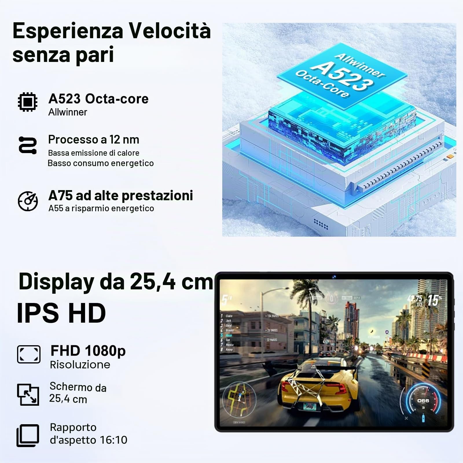 DMOAO Tablet 10 Pollici Android con 18GB RAM + 128GB ROM(TF 1TB), HD Tablet con 5G Wi-Fi 6, Widevine L1, Octa-Core 1.8 GHz, USB-C, BT 5.0, 6000mAh,Custodia, Nero