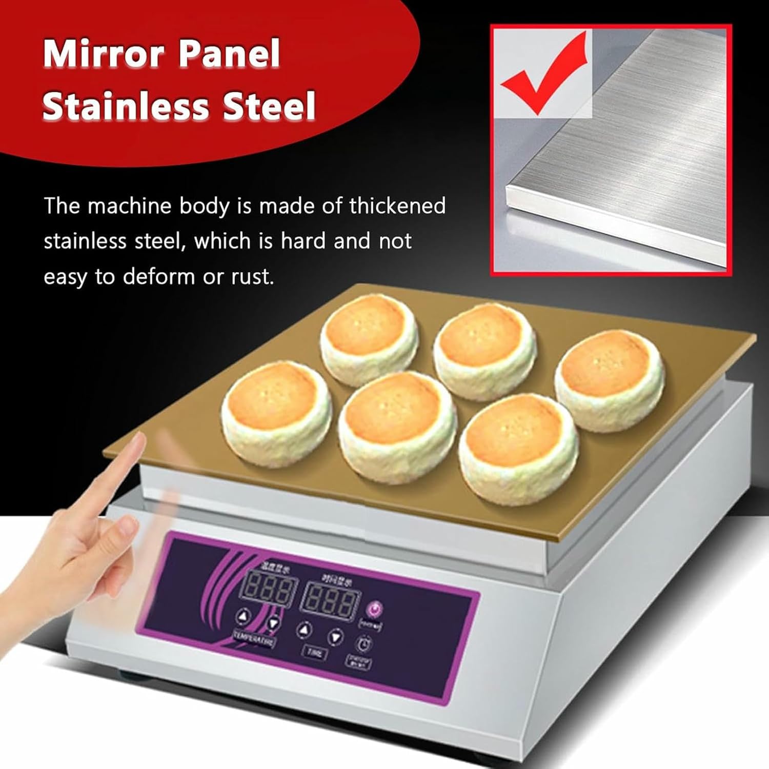 Commercial Electric Pancake Maker, Souffle Maker, Dorayaki Maker, Temperature and Time Control, Suitable for Home Kitchen, Restaurant