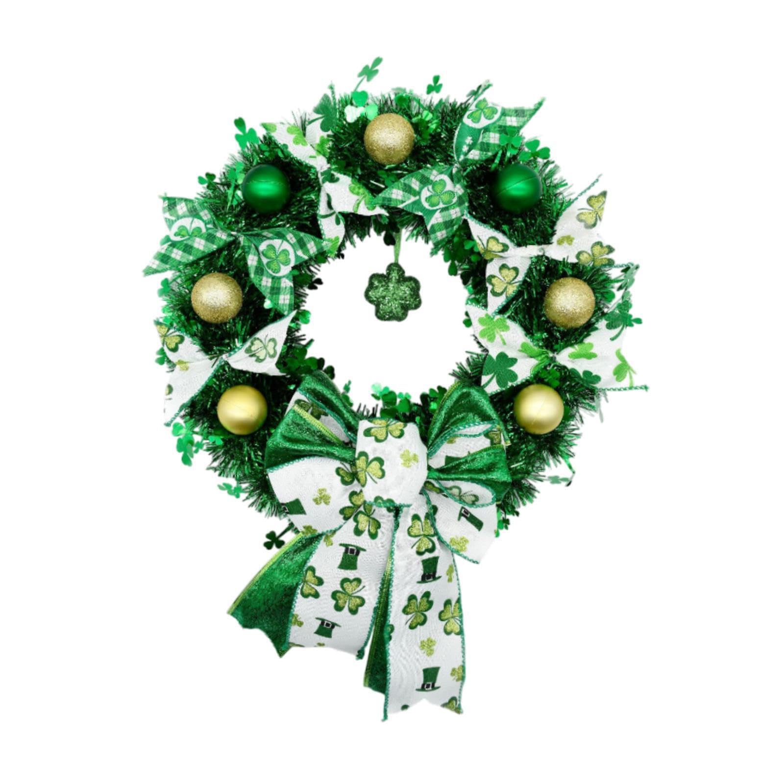 TWISAXC Hanging Wreath Shamrock Decor Adds To St Patricks Day With Joyful Home Decor Around St.Patricks Day Wreath Is Made Of PP Party Supplies Craft Window Decoration Outdoor