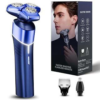 MALEGEBAZ Electric Razor for Men: 3-in-1 Shaver with Hair Clipper & Nose Trimmer - 3D Floating Heads, Magnetic Rinse System, IPX8 Waterproof - for Face, Beard, Body & Travel, Noir - Amazon product rated Grade A