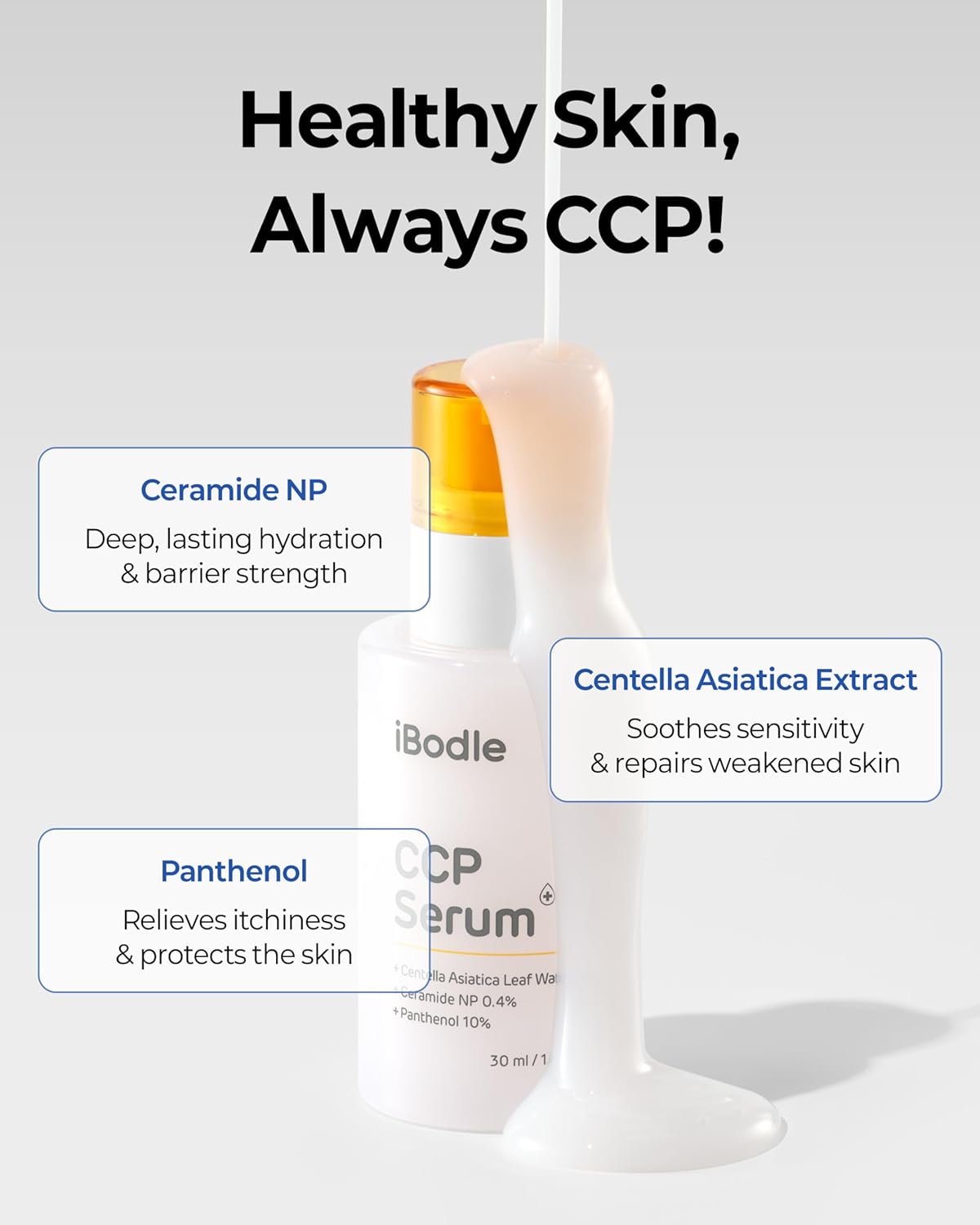 CCP Serum, Korean Barrier Repair & Hydrating Serum for Damaged Sensitive Skin, Soothing Redness Relief with Ceramide NP, Panthenol & Centella, Deep Moisture, Fast Absorbing Non-Sticky