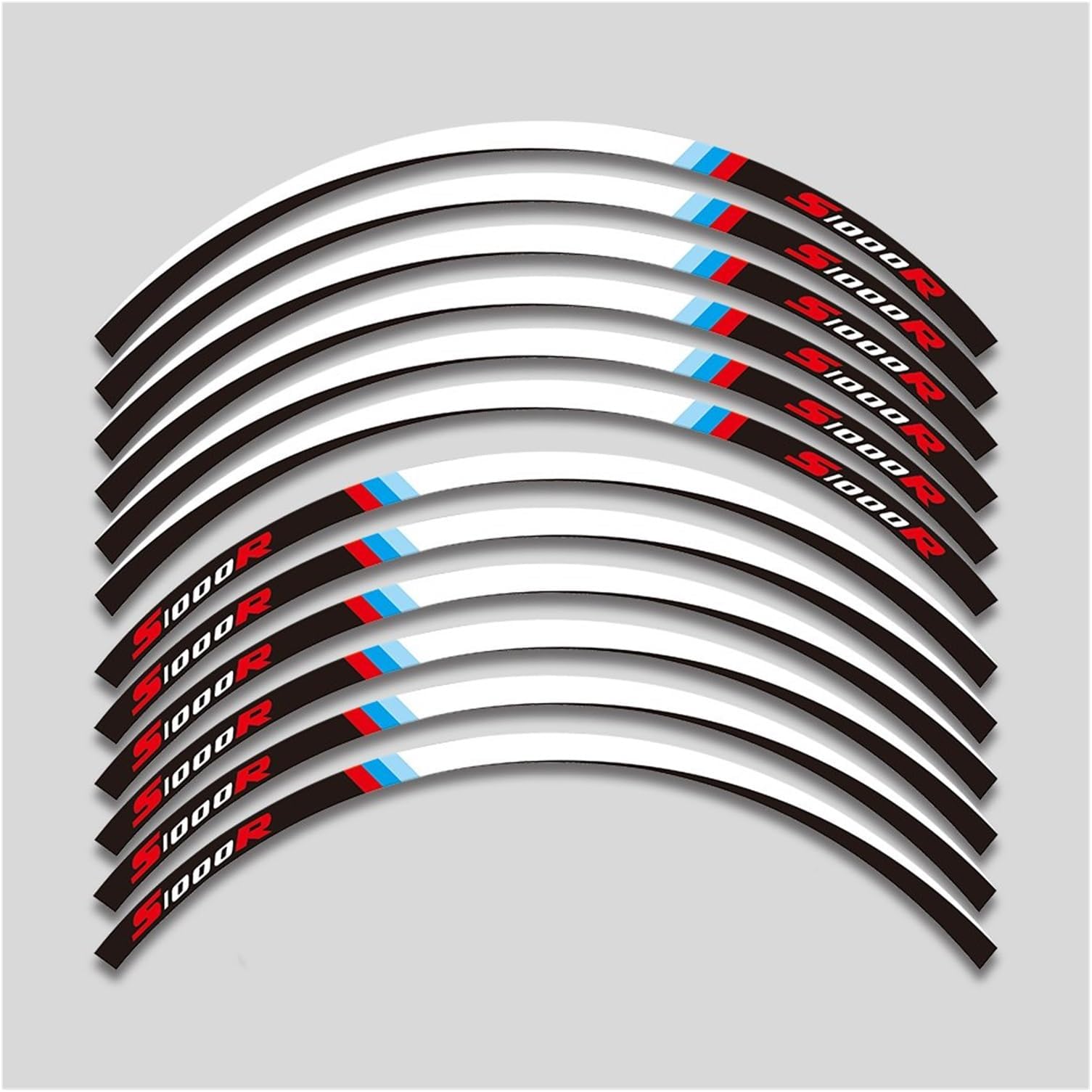 Decals for B&MW S1000R S 1000R 1000 S1000 R Motorcycle Wheel Decals Waterproof Reflective Stickers Rim Stripes Wheel Stickers(Black White 1)