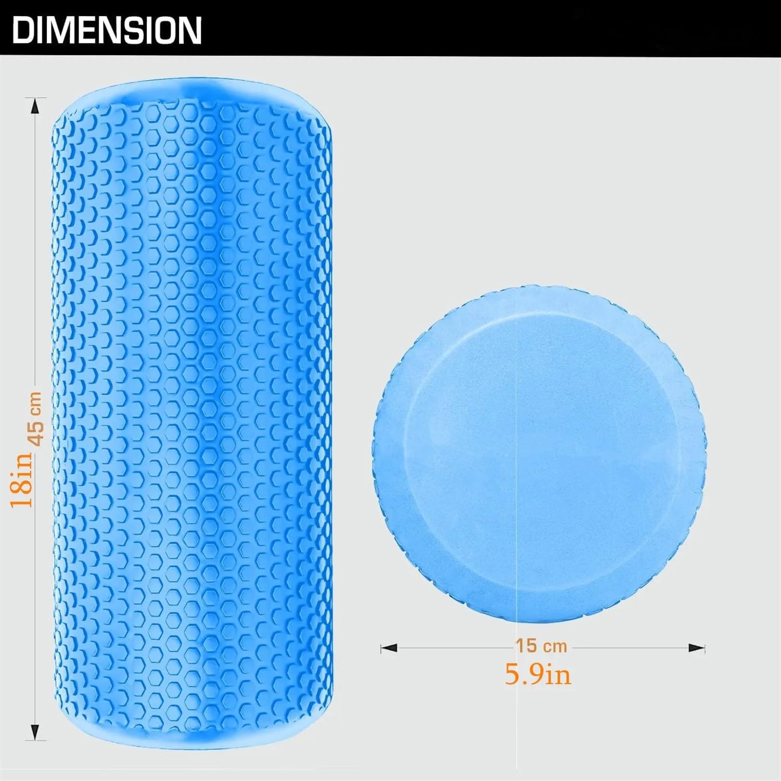 Rullo Massaggio Muscolare Strumento di automassaggio for Colonna di rulli muscolari Eva ad Alta densità da 18 Pollici / 45 cm for Attrezzature da Palestra for Yoga e Fitness