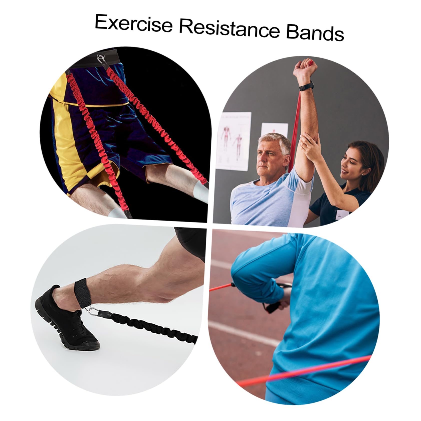 Set di Fasce di Resistenza per Allenamento Fitness 15lbs Nero | Corda Elastica Regolabile, Oxford Cloth e Lattice, per Gambe e Braccia